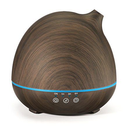 Aroma Essential Oil Diffuser 400ML - OMOTON Aromatherapy Diffuser Humidifier with Upgraded Touch Panel 7 Colors LED Lights for Home Office Study Yoga Spa, Dark