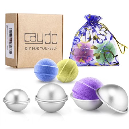 Caydo Set of 3 Metal DIY Bath Bomb Mold 4.5cm/ 5.5cm/ 6.5 cm for Crafting Your Own Fizzles