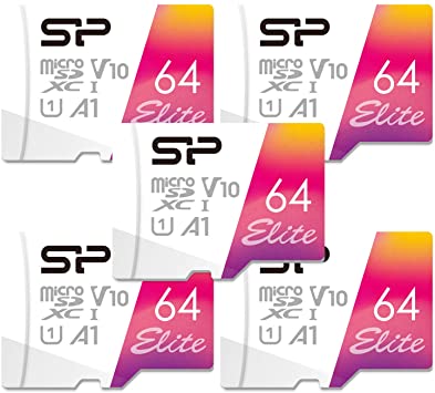 Silicon Power 64GB 5-Pack MicroSDXC UHS-1 Memory Card with Adapter