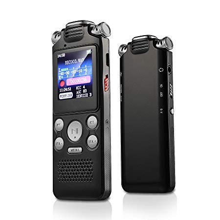 Digital Voice Recorder, AMDISI 8GB USB Professional Voice Recorder With MP3 Player, HD Recording, Portable Auto Voice Activated Recorder with Rechargeable, Stereo Recording of Dictaphone Voice Recorde