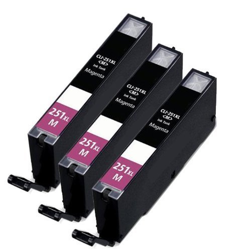 HI-VISION® 3 Pack Compatible Canon CLI-251XL, CLI 251 High Yield Magenta Ink Cartridge Replacement for PIXMA iP7250, MG6320, MG5420, iP7220, MX922, MX722, MG6350, MG5449