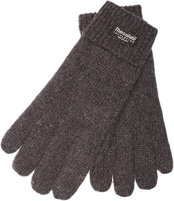 EEM Men's knitted glove LASSE with Thinsulate thermal lining, warm, 100% wool, anthra L
