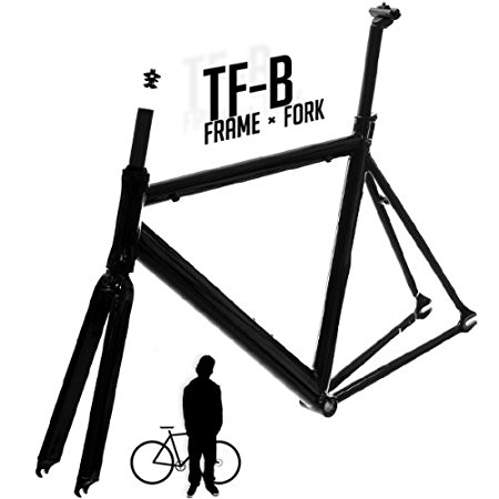 Track Fixie Single Speed Road Bike Frame with Fork Headset Seatpost Black