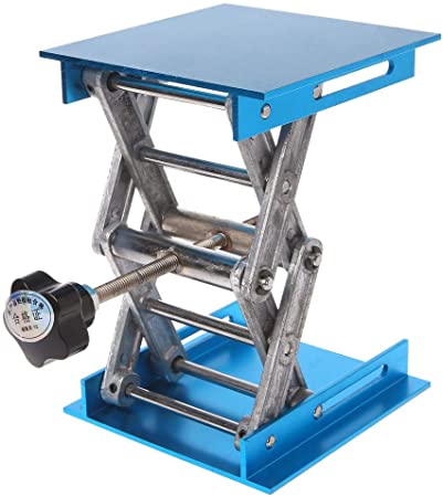 ATuniby Aluminum Router Lift Table Woodworking Engraving Lab Lifting Stand Rack Blue 4"X 4"