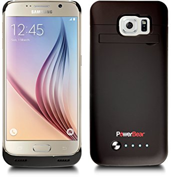 PowerBear® Samsung Galaxy S6 Extended Rechargeable Battery Case with 4200mAh Capacity (Up to 125% Extra Battery) - Black [24 Month Warranty & Screen Protector Included]