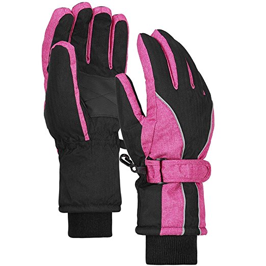 Terra Hiker Womens Waterproof Ski Gloves, Thermal Thinsulate Gloves for Winter Sports