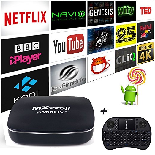 Kodi Android TV Box Tonbux Amlogic S905 Quad Core Android 5.1 Streaming Media Player 4K with Kodi XBMC Pre-installed (With Wireless Keyboard)