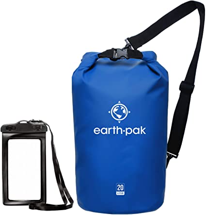 Earth Pak -Waterproof Dry Bag - Roll Top Dry Compression Sack Keeps Gear Dry for Kayaking, Beach, Rafting, Boating, Hiking, Camping and Fishing with Waterproof Phone Case