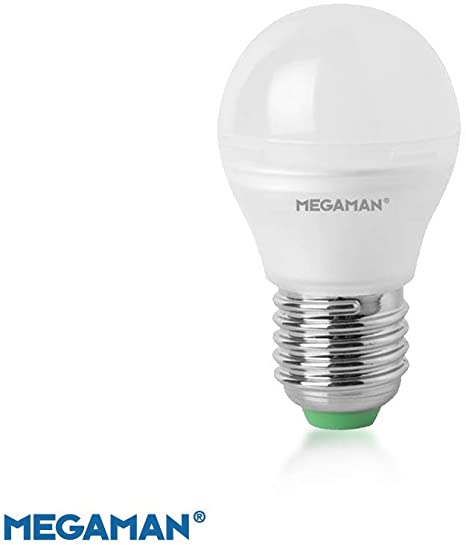 Megaman LED Light Bulb 142592 Dimmable Rich Colour R9 Classic Opal Golf Ball LED Light Bulb E27 Edison Screw 2800K Warm White 5.5W 470lm A  Rating 15000 Hours Estimated Life