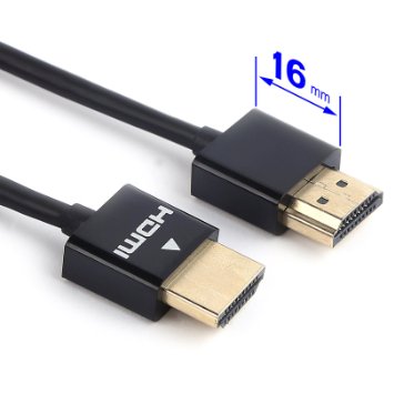 Perlegear Ultra Slim and Flexible High-Speed HDMI Cable- 10ft Super Slim Cable Supports Ethernet, 3D, Full HD, 1080P, Audio Return, applicable to HD TV, PS4, PS3, XBox one, Xbox 360,Blu-ray Players, Computers and other HDMI-enabled Devices to TVs, Displays, A/V Receivers and More