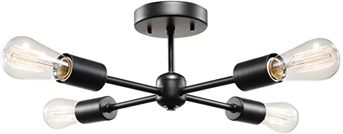 Globe Electric Vane 4-Light Flush Mount Ceiling Light, Matte Black 66008