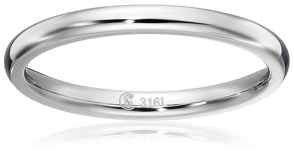 Surgical Steel 2mm Domed Wedding Band Thumb / Toe Ring Comfort-Fit High Polish, sizes 1 - 12