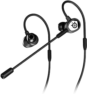 SteelSeries Gaming Earphones, Detachable Microphone, Tusq Noise Canceling, Compatible with PC/PS/Switch/Smartphone, Ear Hooks, Black, 3 Levels to Fit Ear Size