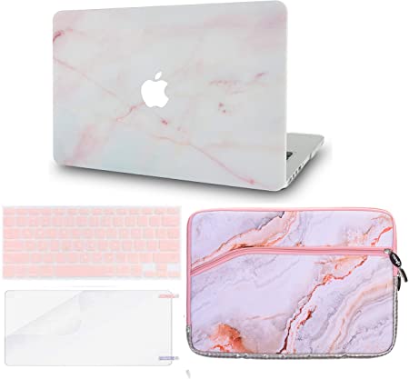 LuvCase 4in1 Laptop Case for MacBook Pro 13"(2020) with Touch Bar A2251/A2289 Hard Shell Cover, Sleeve, Keyboard Cover & Screen Protector (Pink Marble)