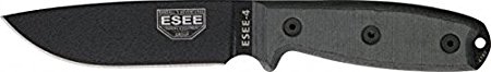 ESEE 4P Black Knife w/ Coyote Tan Molded Polymer Sheath