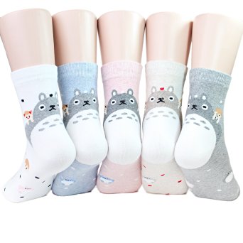 Totoro Friends Women's Socks 5pairs(5color)=1pack Made in Korea