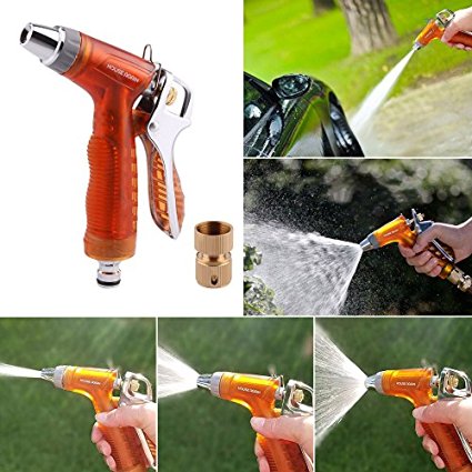 Heavy Duty Metal Hose Nozzle By HOUSE AGAIN, High Pressure for Car or Garden, Leak-proof Design with Brass Hose Quick Connector