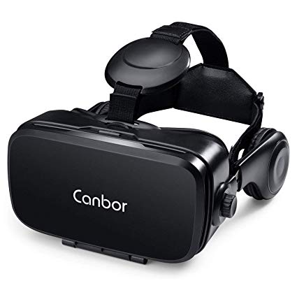 Canbor VR Headset, VR Goggles Virtual Reality Headset 3D Glasses with HD Stereo Headphones for 3D Movies and Games Compatible with 4.7-6.2 Inches Apple iPhone, Samsung HTC More Smartphones