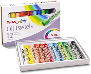 Oily Pastel Chalk, Pentel, Arts, Phn-12, 12 Colors