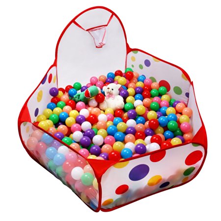 FocuSun Extra Large Portable Cute Hexagon Polka Dot Kids Playpen Ball Pit Indoor and Outdoor Easy Folding Play House Children Toy Play Tent with Basketball Hoop & Tote Bag