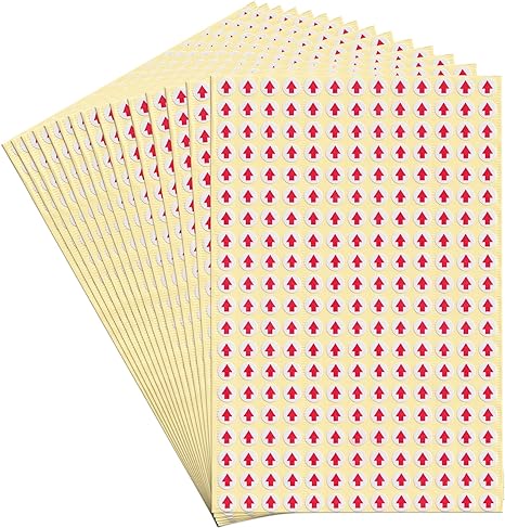 dealzEpic - Red Round Arrow Dot Stickers - Self Adhesive Peel-and-Stick Label | Products Inspection Defect Indicator - Pack of 15 Sheets