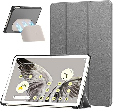 MoKo for Google Pixel Tablet Case 2023, Foldable Design   Ultra Thin Slim Leather TPU Back Full Protector Trifold Stand Cover Case for Pixel Tablet, 11inch, Gray