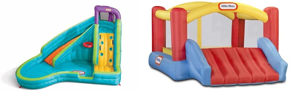 Little Tikes Slam 'n Curve Slide, Multicolor & Jump 'n Slide Bouncer - Inflatable Jumper Bounce House Plus Heavy Duty Blower 106.2 Inch x 137.7 Inch x 65.7 Inch Ages 3-8 Years