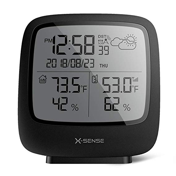 X-Sense Wireless Weather Station with 500 FT Wireless Range Remote Sensor, Atomic Clock, Accurate Temperature and Humidity Monitor, Weather Forcast