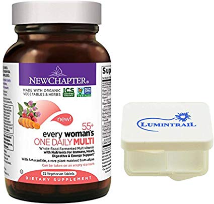 New Chapter Multivitamin for Women 50 Plus, Every Woman's One Daily 55  with Fermented Probiotics   Whole Foods   Astaxanthin - 72 ct Bundle with a Lumintrail Pill Case