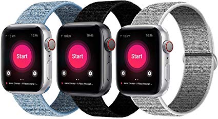 INTENY Sport Band Compatible with Apple Watch 38mm 40mm 42mm 44mm, Soft Lightweight Breathable Nylon Sport Loop, Strap Replacement for iWatch Series 4, Series 3, Series 2, Series 1