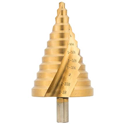 CO-Z Large HSS Spiral Groove Step Drill Bit, 10 Sizes Titanium High Speed Steel 1/4" to 1-3/8" Drill Bit for Sheet Aluminium Metal Wood Hole Drilling, Big Multiple Hole Stepped Up Bit for DIY Lovers