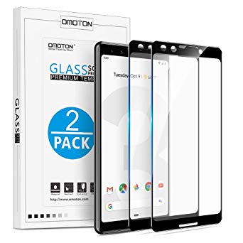 OMOTON 3D Full Coverage Tempered Glass Screen Protector for Google Pixel 3, 5.5 inch [2 Pack]