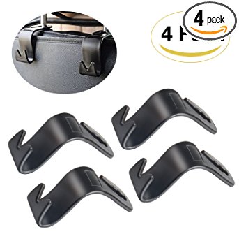 Universal Car Vehicle Car Headrest Hook,Back Seat Headrest Hanger with 4 Pack for Groceries Bag Handbag Purse Black …