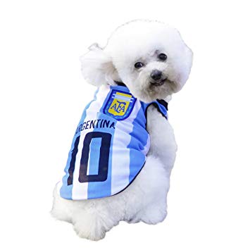 SymbolLife Dog Clothes Football T-shirt Dogs Costume National Soccer World Cup FIFA Jersey for Pet Argentina