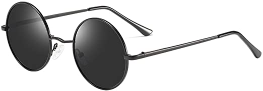 Round Black Sunglasses Mens Unisex Polarized Glasses for Men Women