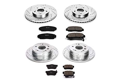 Power Stop K2298 Front & Rear Brake Kit with Drilled/Slotted Brake Rotors and Z23 Evolution Ceramic Brake Pads