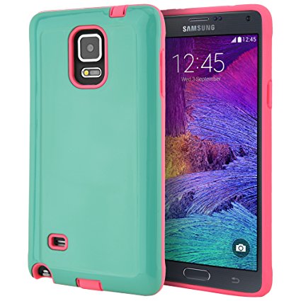 Galaxy Note 4 Case, CellJoy [Armor Shell] [Turquoise Teal / Pink] Samsung Galaxy Note 4 IV N910 Hybrid Slim Fit Armor Case [TPU] Dual Protection Cover **Shockproof**