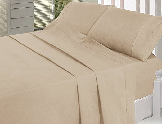 Egyptian Cotton 4 Piece Sheet Set 600 Thread Count UK King Size ( 36 CM) Pocket Depth, Taupe Solid