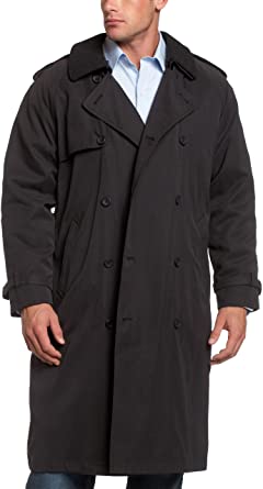 LONDON FOG Men's 44" Micro Twill Double Breasted Trench Coat