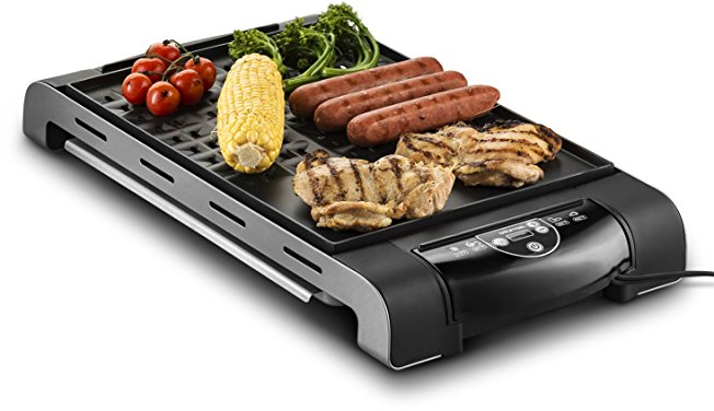 Gourmia GEG1800 Digital Grill and Griddle Combo - LCD Touch Digital Display - Adjustable Temperature - Removable Electronics - Extra Wide Hibachi Table Style Grill, Flat & Ribbed Surface