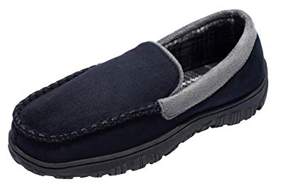 CareBey Mens Comfortable Indoor Outdoor Warm Loafers Good Looking Driving Moccasin Slippers with Rubber Sole