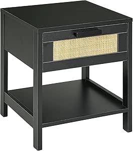 HOMCOM Narrow Nightstand, Bedside Table with Drawer and Storage Shelf for Bedroom, Black