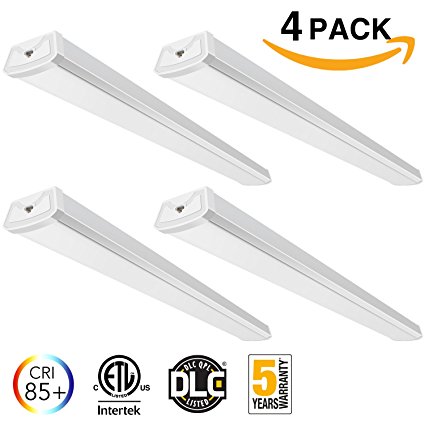 (4 Pack)4ft Linkable LED Garage Shop Light Wraparound Flush Mount Ceiling Light,400W Equiv. 40W Super Bright 4400lm, Cool White 4000K 85 CRI for Laundry Rooms, Hallways, Offices, Workbenches, Basement