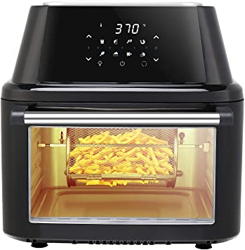 Z ZTDM 17QT Air Fryer Toaster Oven, 1800W ETL Listed All-in-1 Electric Oilless Cooker, Rotisserie Dehydrator with 8 Cooking Preset & 9 Accessories, LED Touch Screen, Auto-Shutoff Safety Black