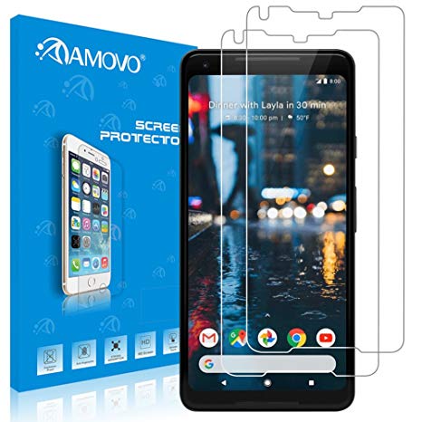 AMOVO Pixel 2 XL Screen Protector [2 Pack] [Ultra Clear] Google Pixel 2 XL Tempered Glass Screen Protector [3D Curved Edge] Tempered Glass Screen Protector for Pixel 2 XL (2 Pack, Pixel 2XL)