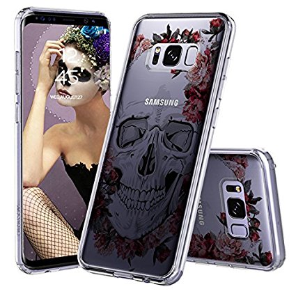 Galaxy S8 Case, Clear Galaxy S8 Case, MOSNOVO Cool Floral Skull Flower Clear Design Printed Transparent Slim Plastic Hard Back Cover with TPU Bumper Protective Case for Samsung Galaxy S8 (2017)