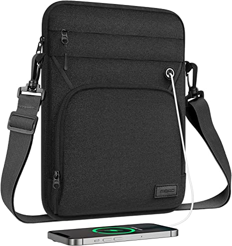 MoKo 9-11 Inch Tablet Sleeve Bag, Fits iPad Air 5 10.9" 2022, iPad 9/8/7th 10.2, iPad 10th 10.9, iPad Pro 11 M2 2022-2018, Multifunctional Bag with Shoulder and Headphone Port, Black