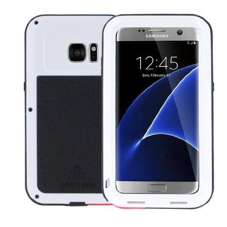 Galaxy S7 Edge Case,OVERFLY LOVE MEI [Aluminum Silicone] Impact Protection Waterproof Case Shockproof Rugged Waist Metal Aluminum Case Cover For Samsung GALAXY S7 edge (White )
