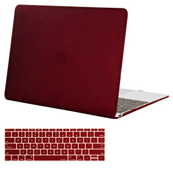 Mosiso Plastic Hard Shell Case with Keyboard Cover for MacBook 12 Inch with Retina Display Model A1534 (Newest Version 2017/2016/2015), Marsala Red