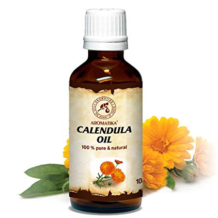 Calendula Oil 100ml - Calendula Officinalis Flower Extract - 100% Pure & Natural - Marigold Oil - Benefits for Skin - Nails - Hair - Face - Body - by Aromatika